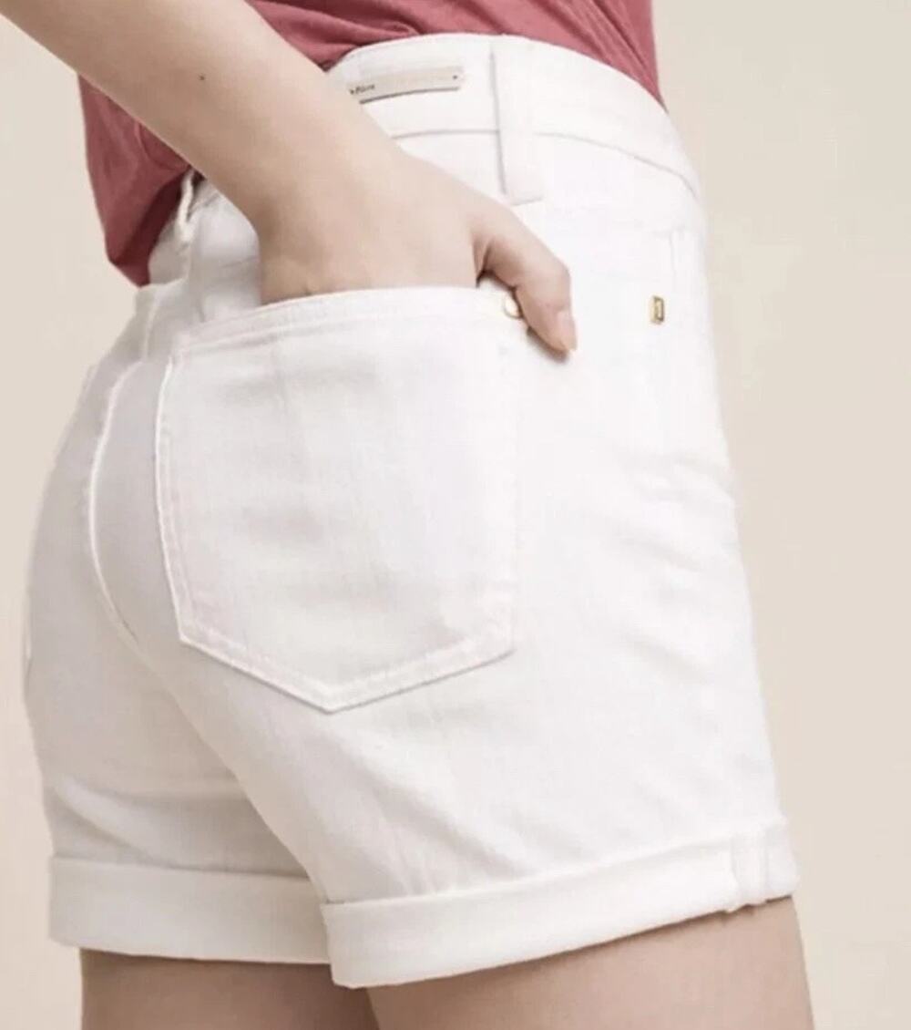 Pilcro Anthroplogie 30 Script Denim Shorts Jorts classic mid-length 6.5" Inseam
